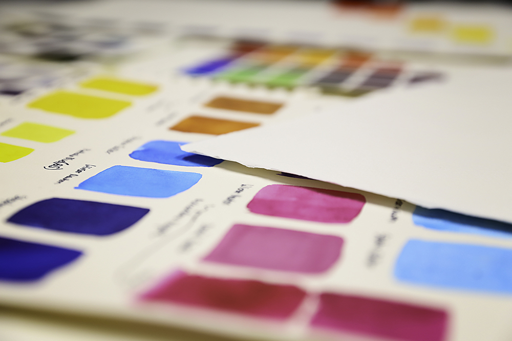Water colour paint swatches