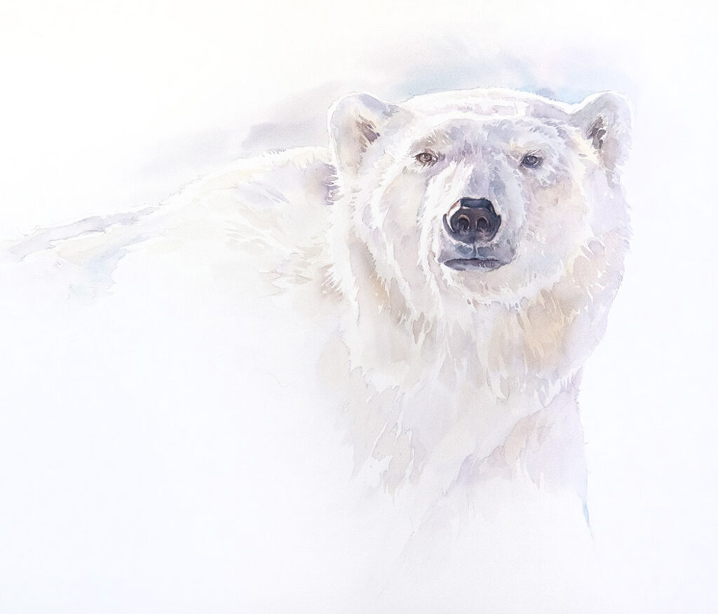 watercolor painting of a polar bear