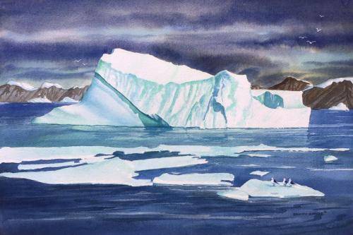 Brigitte Schreyer, CSPWC, ON, Canada | Iceberg at Disko Bay, Greenland, 22 x 15